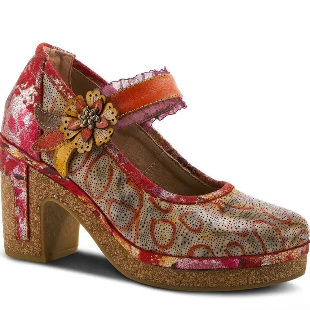 Spring Step Multicolor Floral Heels - Picture 1 of 4
